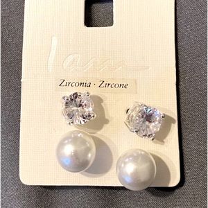 NWT Never Worn Two Pairs Earrings Zirconia